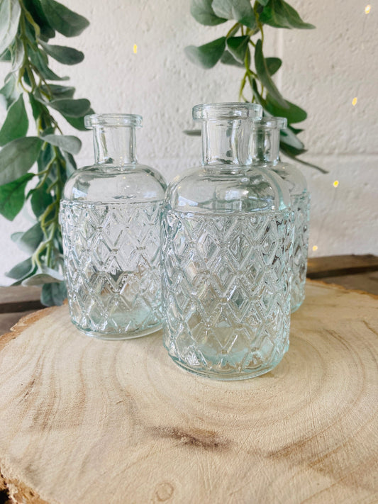 Glass Romagna Bud Vases (13cm x 7cm) - Centrepieces, Floral Displays, Home Decor, Garden Parties