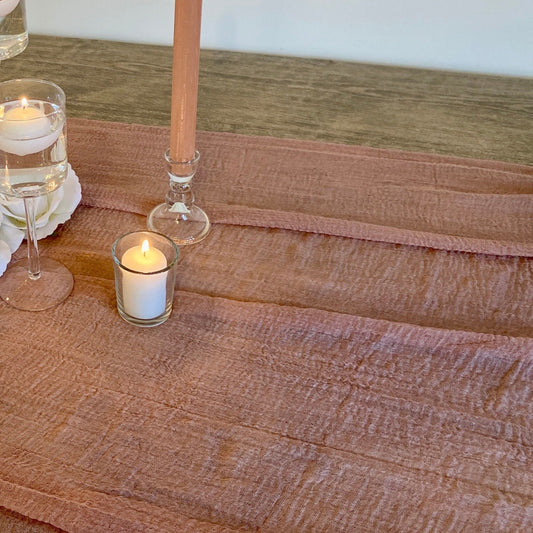 Blush Cheesecloth Table Runner, 300cm x 90cm