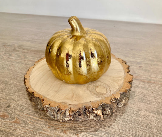 Gold Ceramic 12cm Pumpkin - Autumn Decor