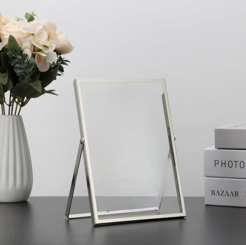 Silver Metal and Glass Floating Frames - Available in Multiple Sizes - Modern Home Decor & Picture Display, Table Numbers, Wedding Decor